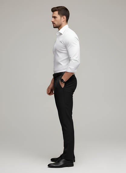 Men's Cotton Blend Dress Shirt | Slim Fit Long Sleeve Wrinkle-Free White Shirt 2