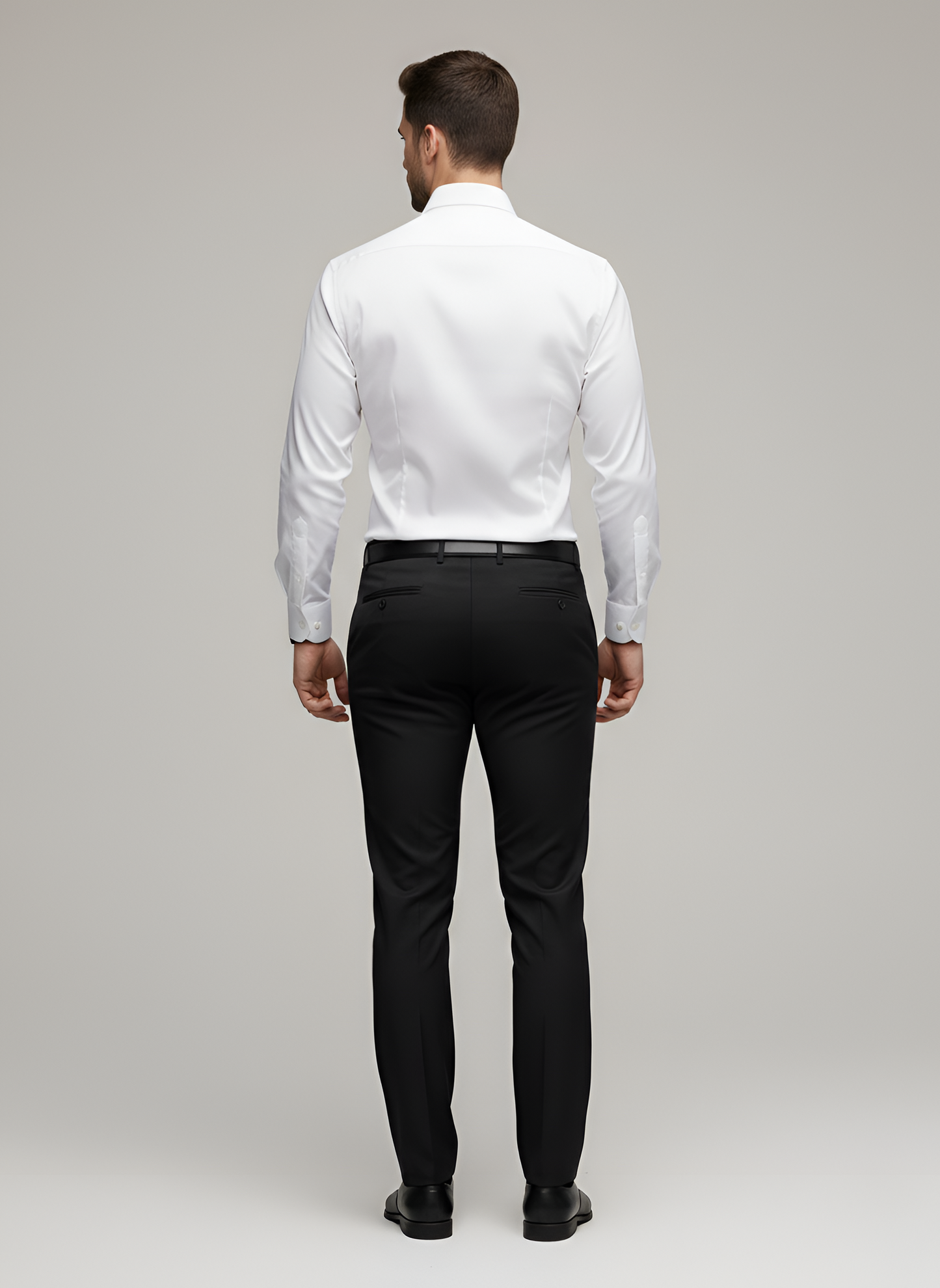 Men's Cotton Blend Dress Shirt | Slim Fit Long Sleeve Wrinkle-Free White Shirt 3