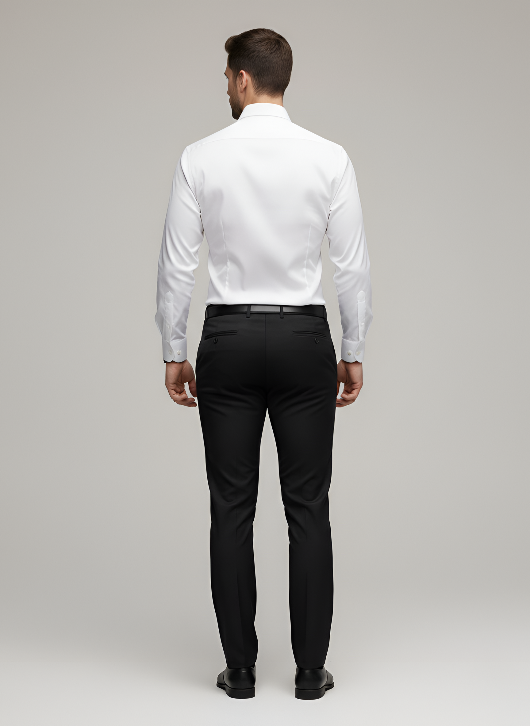 Men's Cotton Blend Dress Shirt | Slim Fit Long Sleeve Wrinkle-Free White Shirt 3