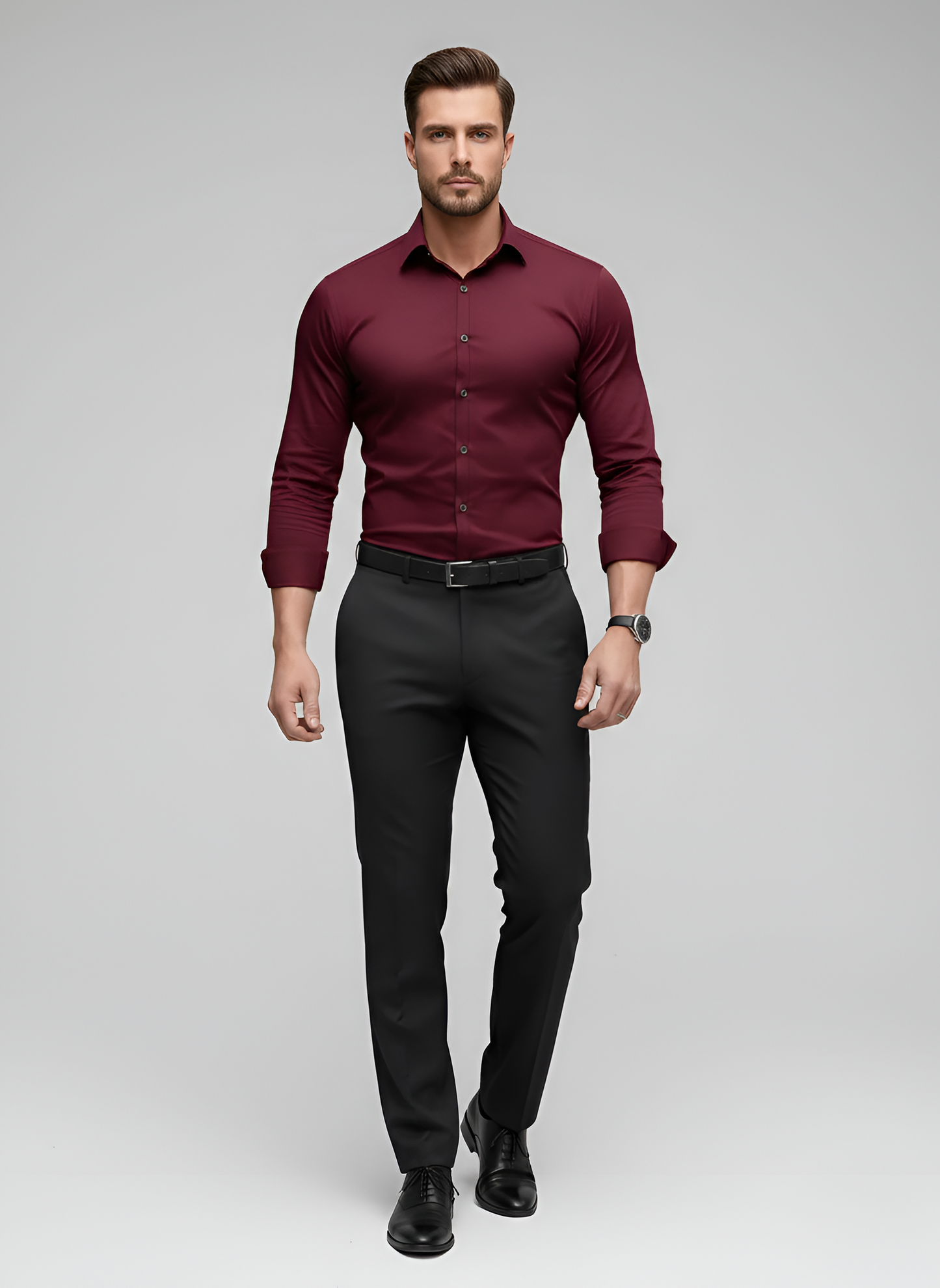 Men's Cotton Blend Dress Shirt | Slim Fit Long Sleeve Wrinkle-Free White Shirt 5