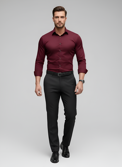 Men's Cotton Blend Dress Shirt | Slim Fit Long Sleeve Wrinkle-Free White Shirt 5