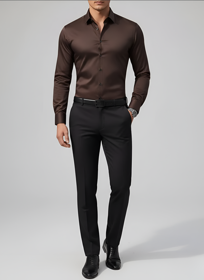 Men's Cotton Blend Dress Shirt | Slim Fit Long Sleeve Wrinkle-Free White Shirt 6
