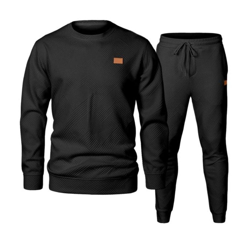 Men's Jacquard Sweatsuit Set | Comfortable Casual Tracksuit for All-Day Wear 0
