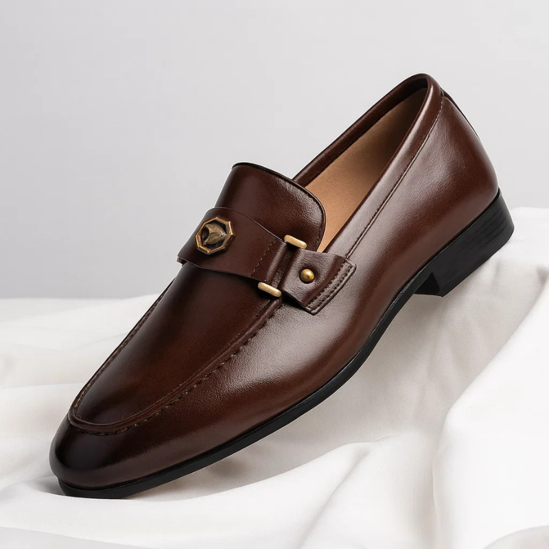 Men's Premium Italian Leather Penny Loafers | Elegant Comfortable Brown Dress Shoes 1