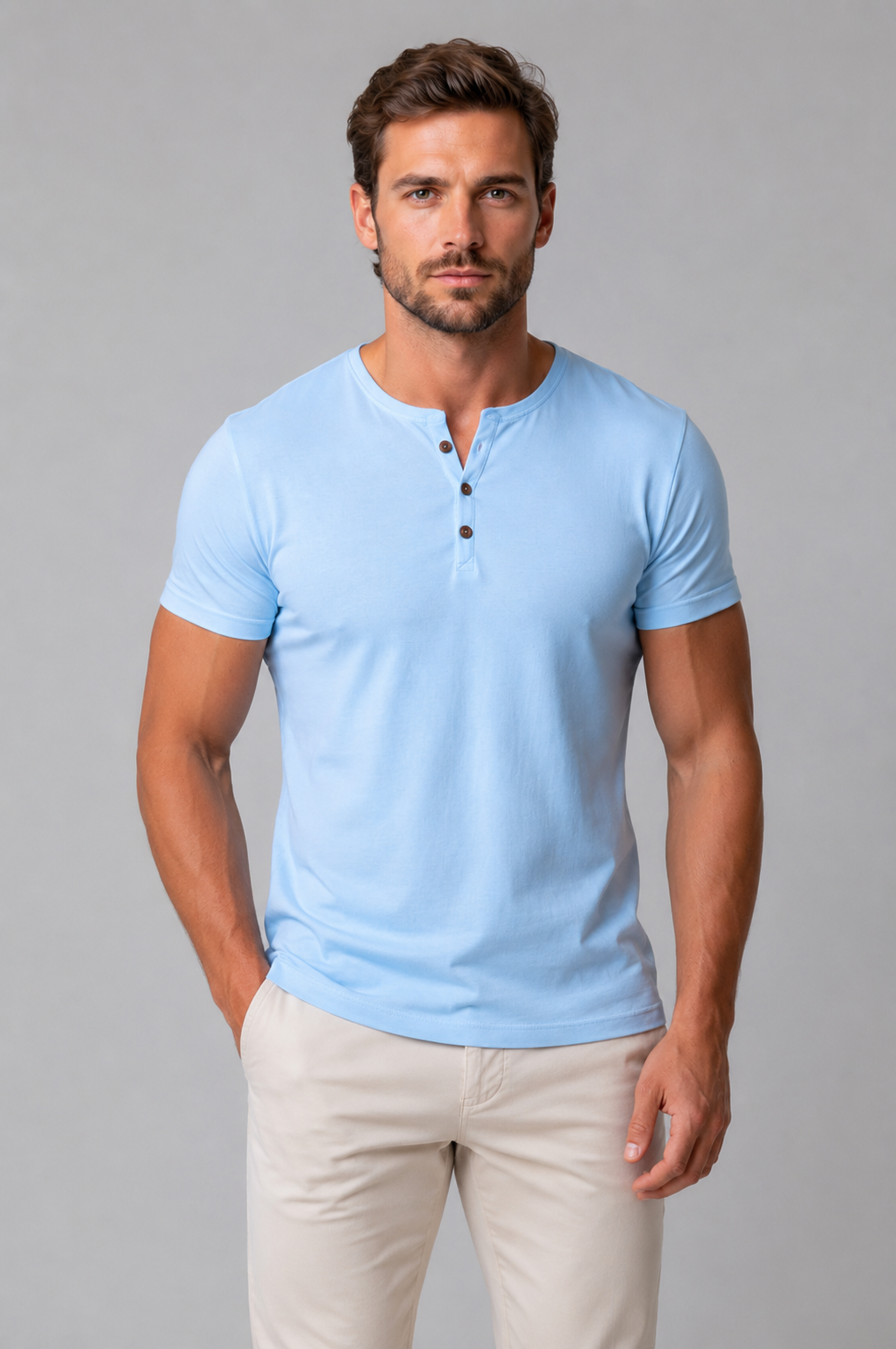 Bennett | Button-Neck Henley T-Shirt