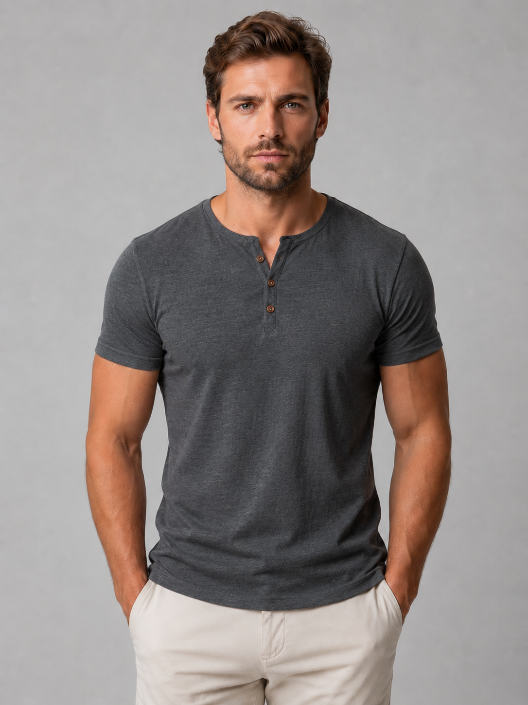 Bennett | Button-Neck Henley T-Shirt