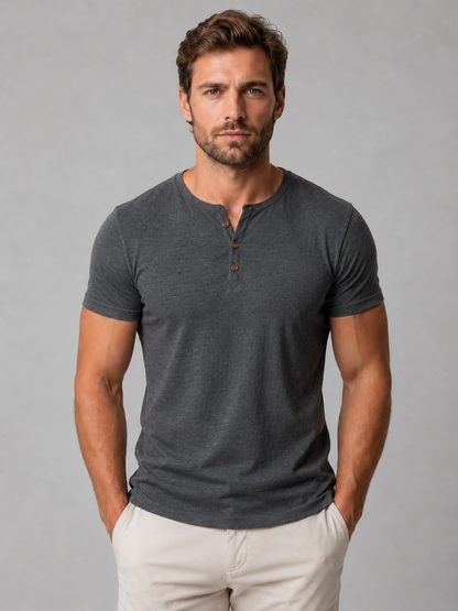 Bennett | Button-Neck Henley T-Shirt