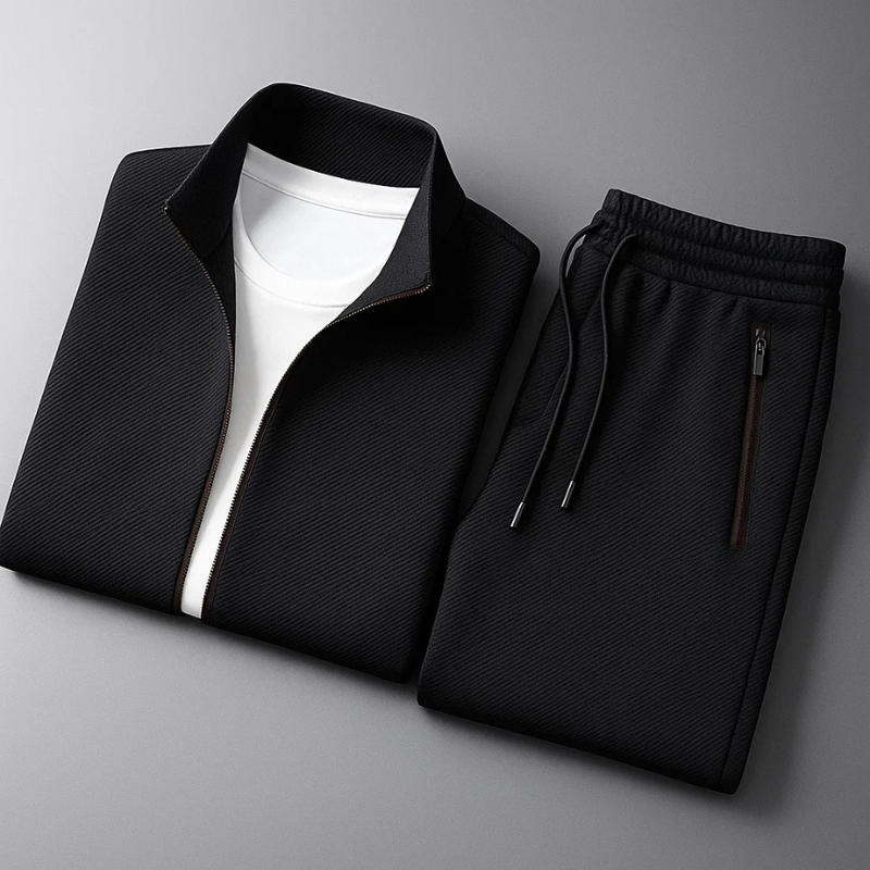 Men's Soft Fabric Tracksuit | Stylish Minimalist Two-Piece Set for Everyday Comfort 3