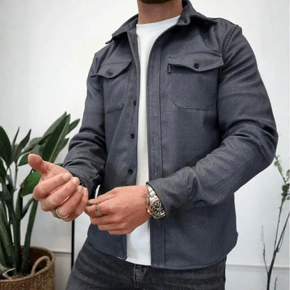 Men's Structured Cotton Blend Overshirt | Modern Long-Sleeve Layering Shirt 6