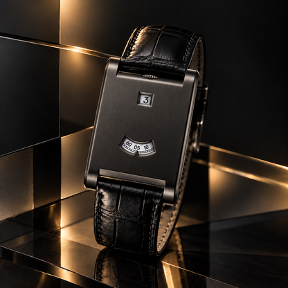 Luciano | Jumping-Hour Croc Leather Watch
