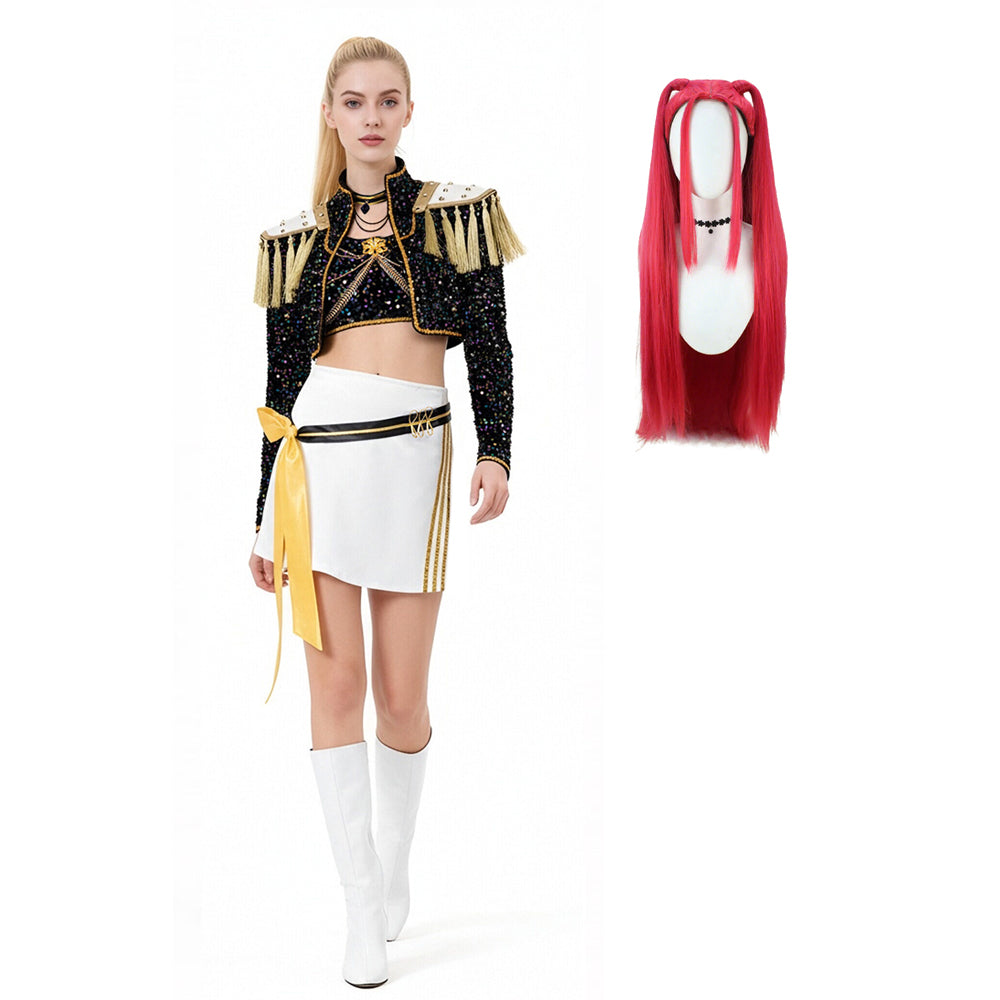 Kids & Adult KPop Mira Costume Sequined Golden Stage Outfit Full Set Halloween Cosplay Costume