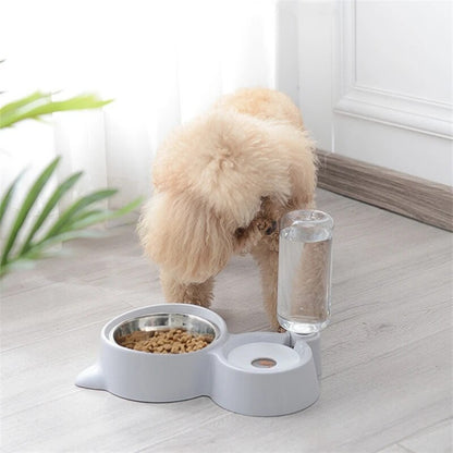 2-in-1 Pet Dog and Cat Bowl Feeder and Automatic Water Dispenser