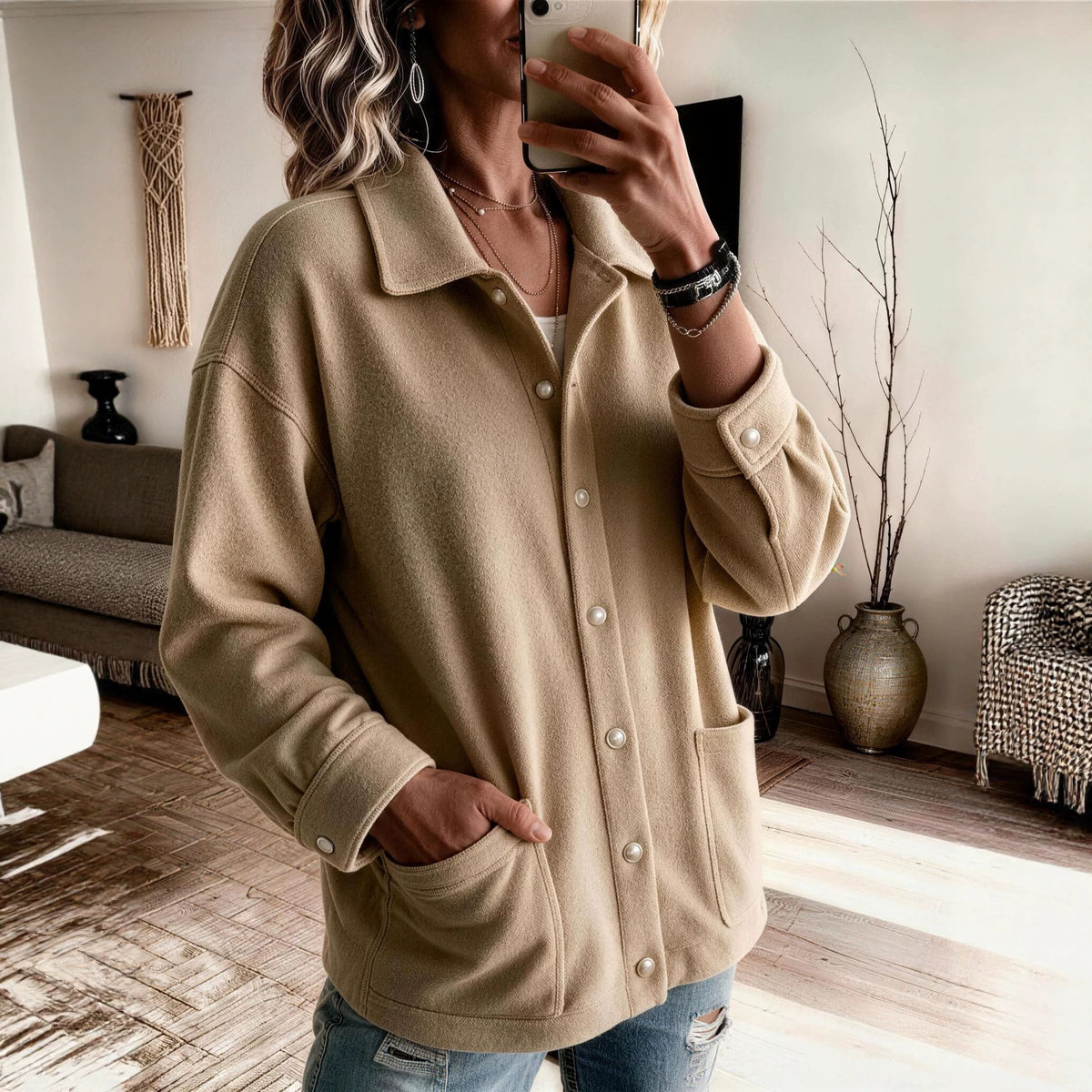 Rowan | Button-Front Sweatshirt Jacket