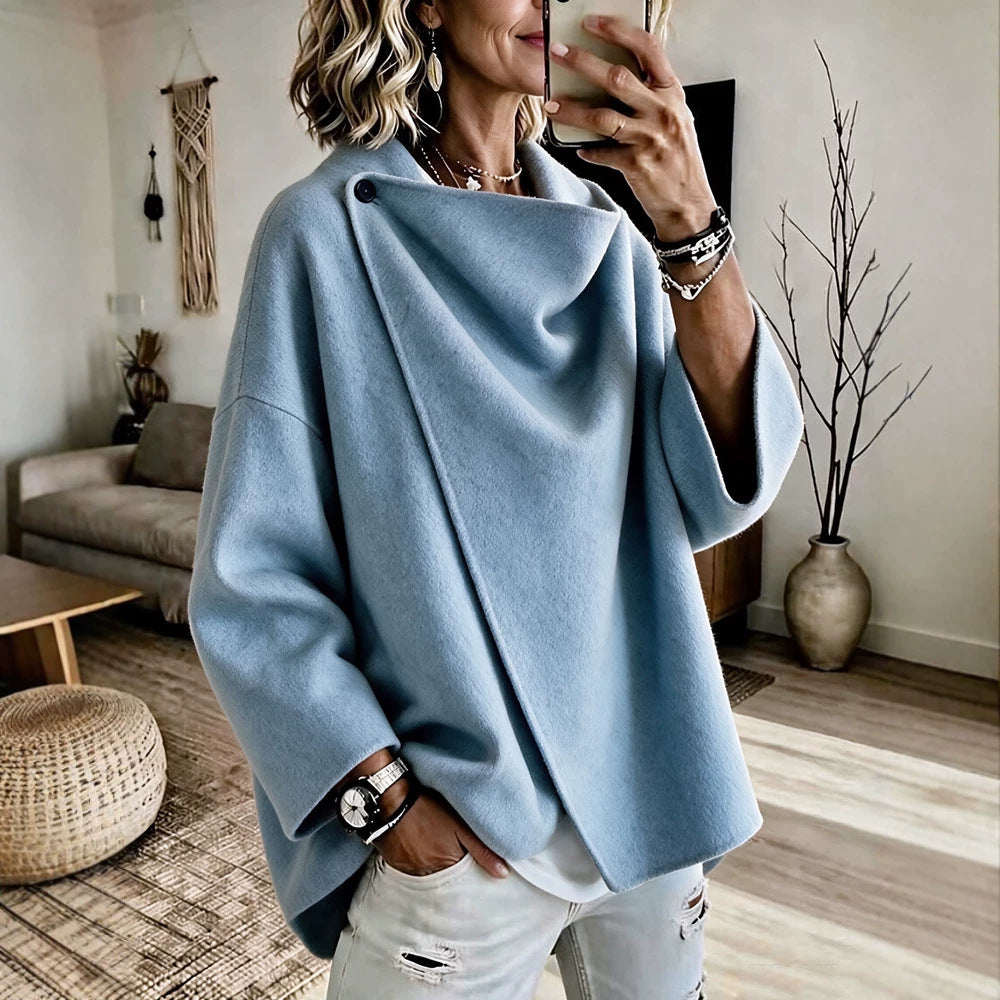 Odette | Asymmetric Lapel Wool-Blend Coat