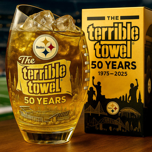 Pittsburgh Steelers The Terrible Towel 50 Years Glass