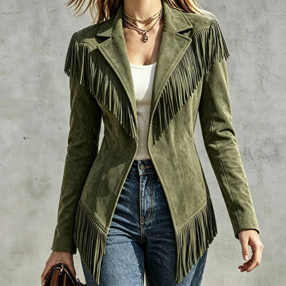 Dakota | Faux Suede Fringe Western Jacket