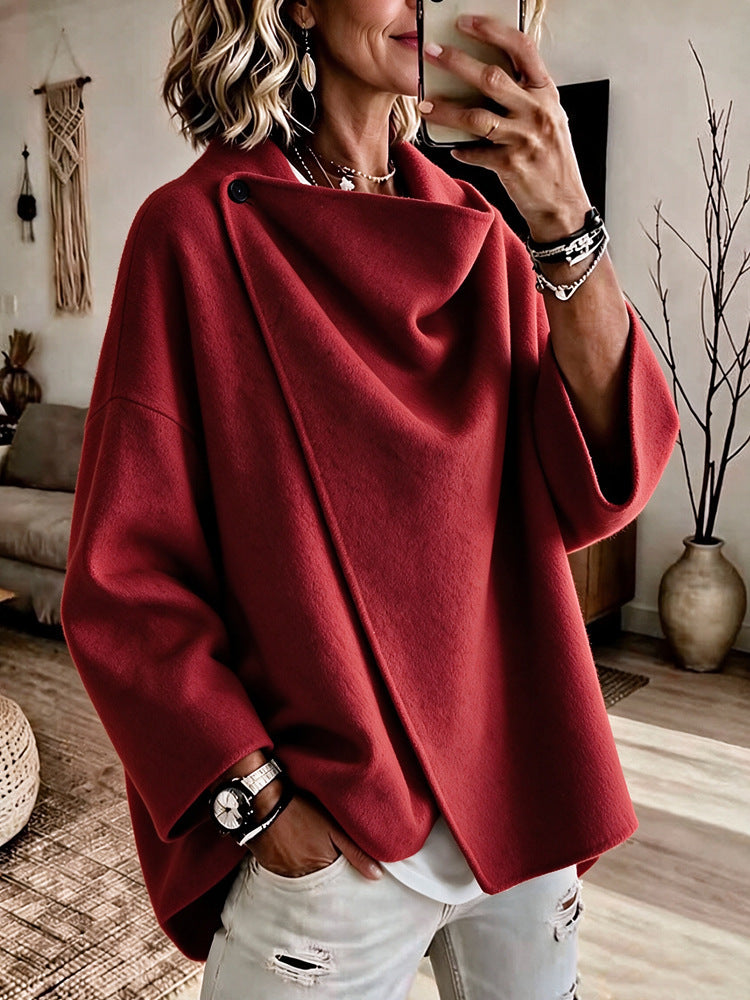 Odette | Asymmetric Lapel Wool-Blend Coat