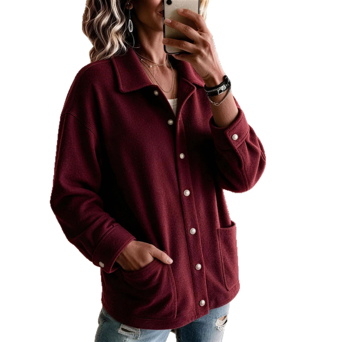 Rowan | Button-Front Sweatshirt Jacket