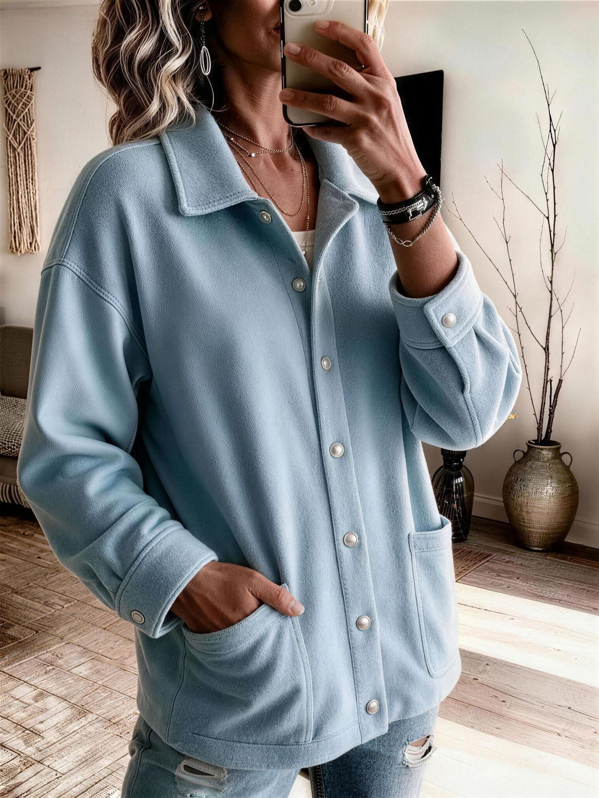 Rowan | Button-Front Sweatshirt Jacket