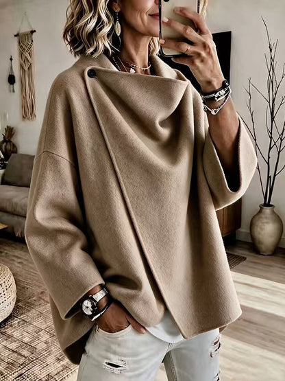 Odette | Asymmetric Lapel Wool-Blend Coat