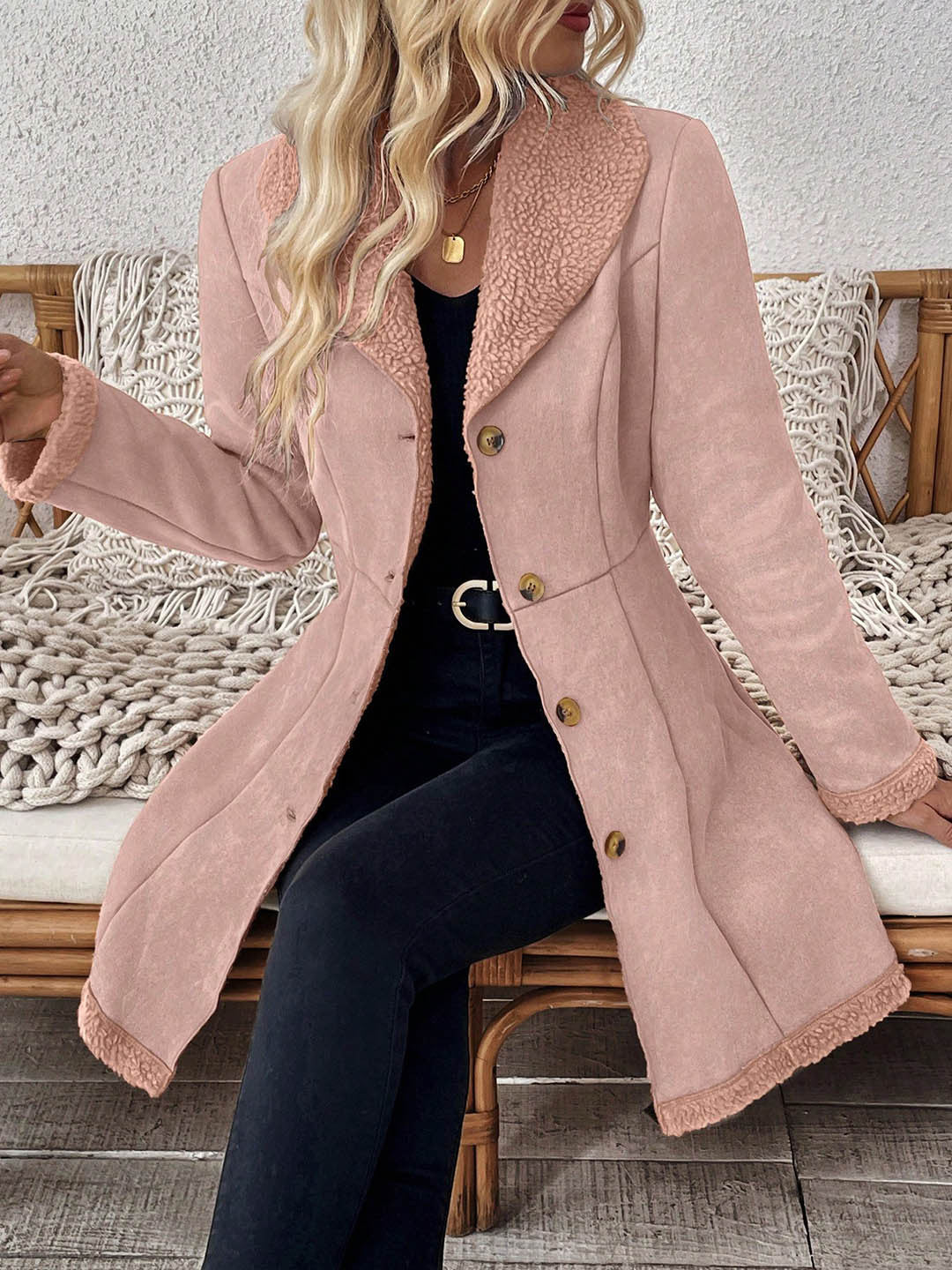 Celeste | Fitted Suede Shearling Jacket