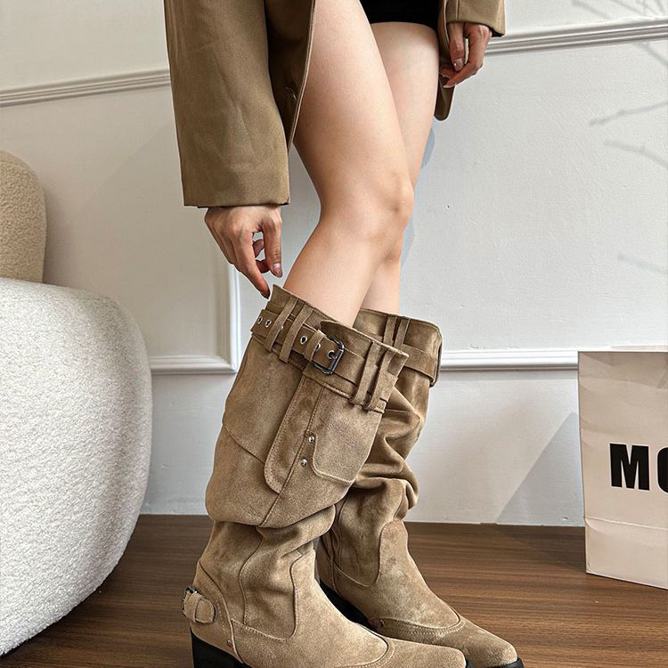 Dallas | Slouchy Suede Western Mid-Calf Boots