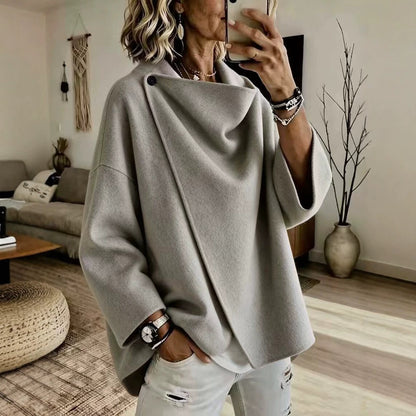 Odette | Asymmetric Lapel Wool-Blend Coat