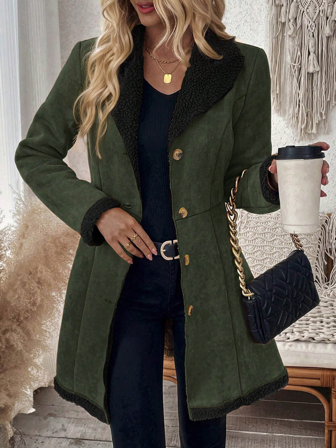 Celeste | Fitted Suede Shearling Jacket