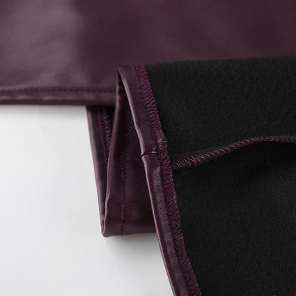 Scarlett | Belted Stand Collar Faux Leather Jacket