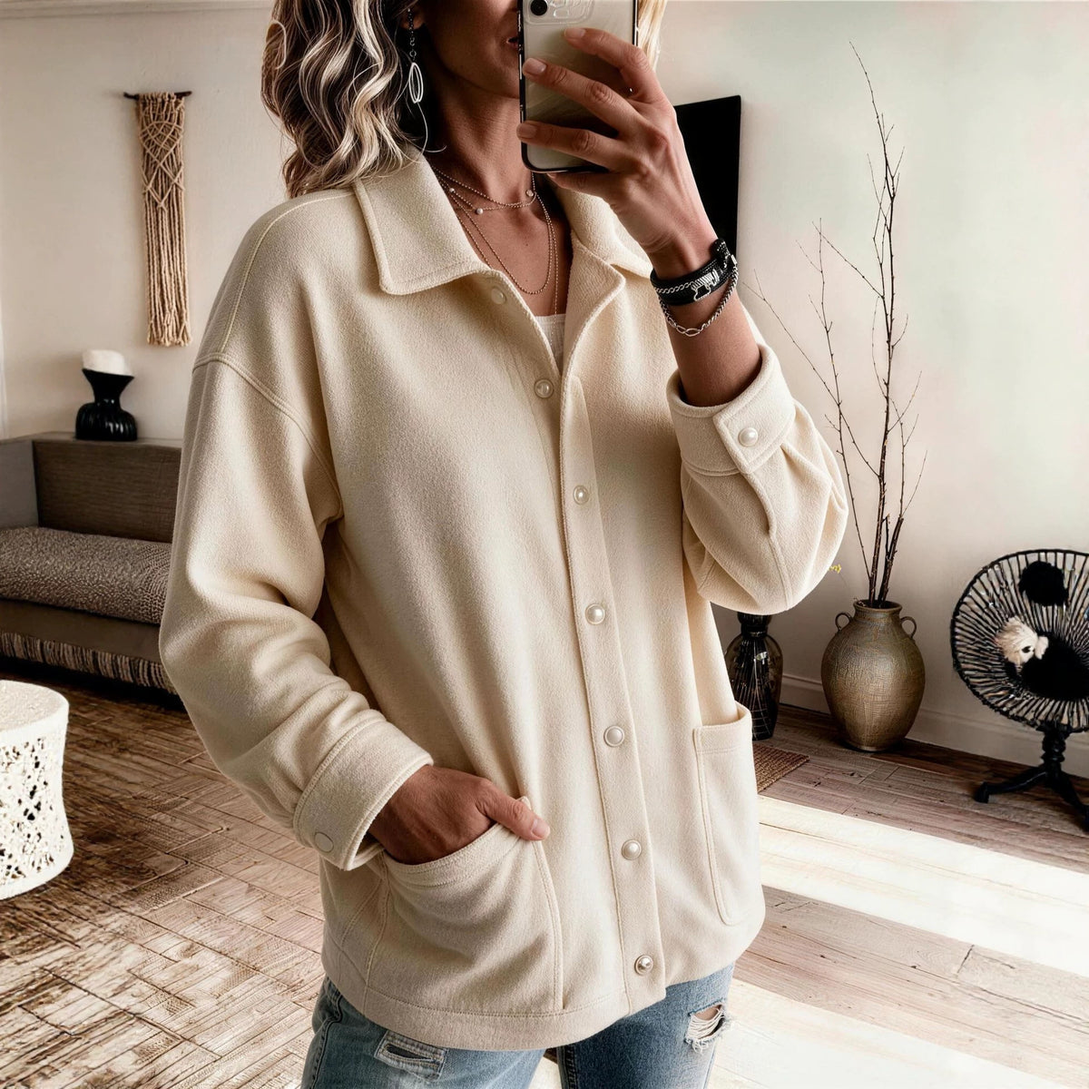 Rowan | Button-Front Sweatshirt Jacket
