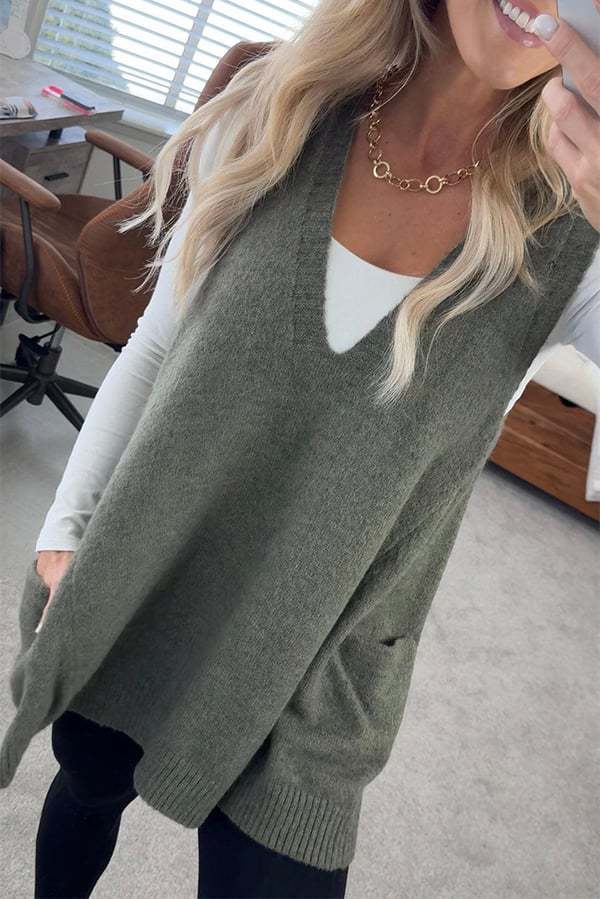 New Women's Loose Swing Cute Oversized Knit Sweater Vest