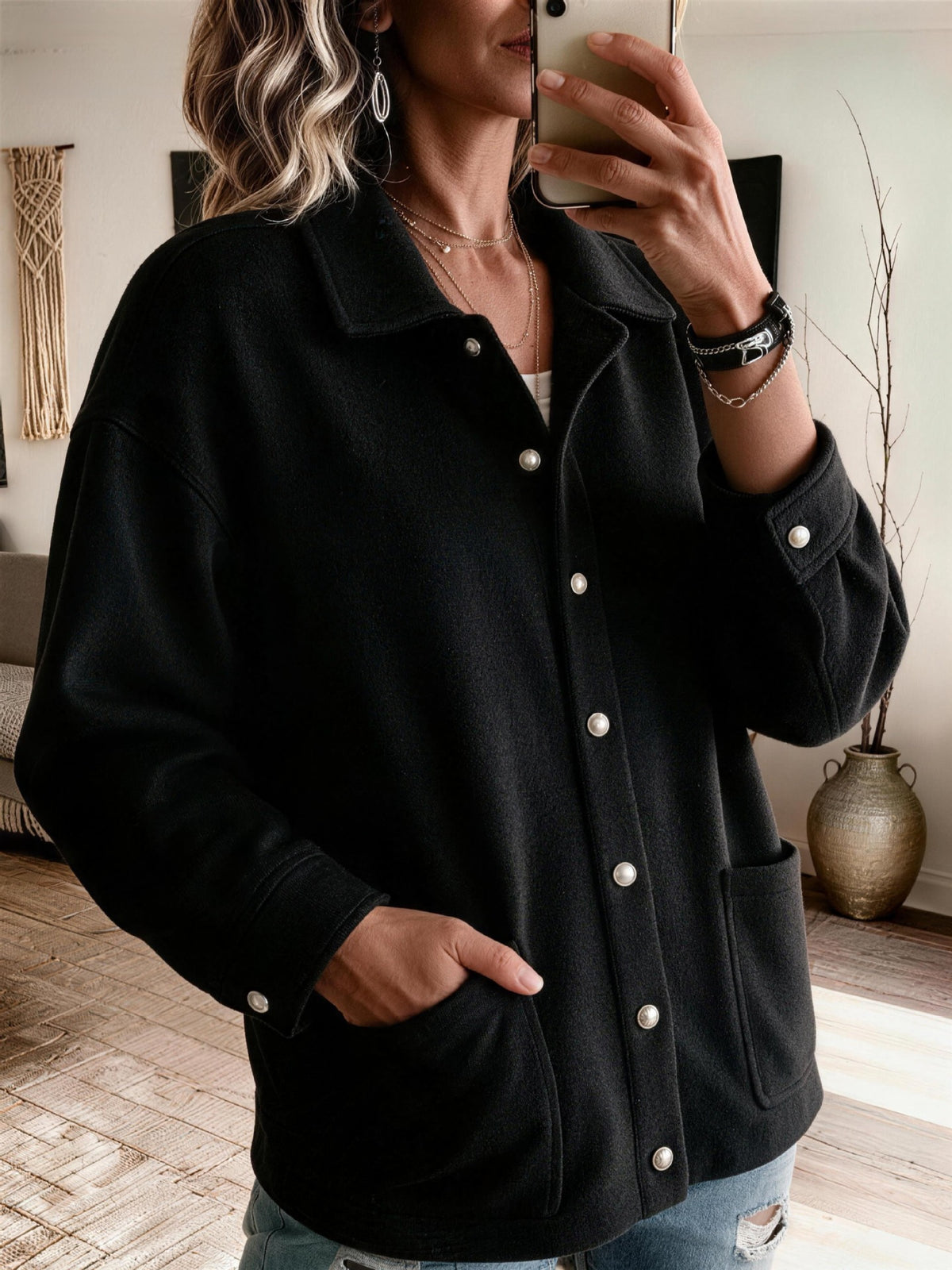 Rowan | Button-Front Sweatshirt Jacket