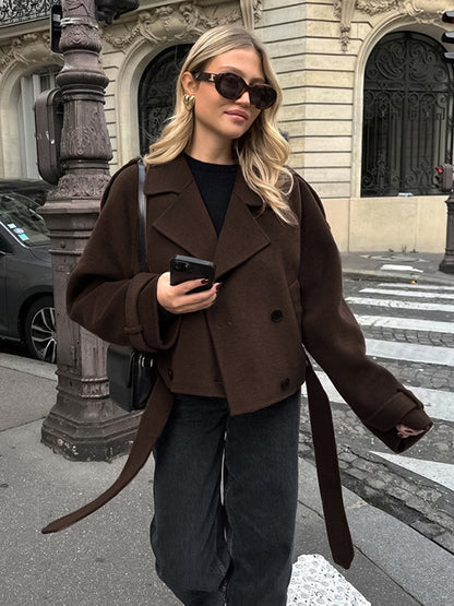 Margaux | Double-Breasted Cropped Wool Blend Jacket