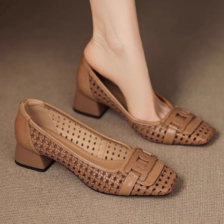 Sabine | Women's Woven Block Heel Pumps