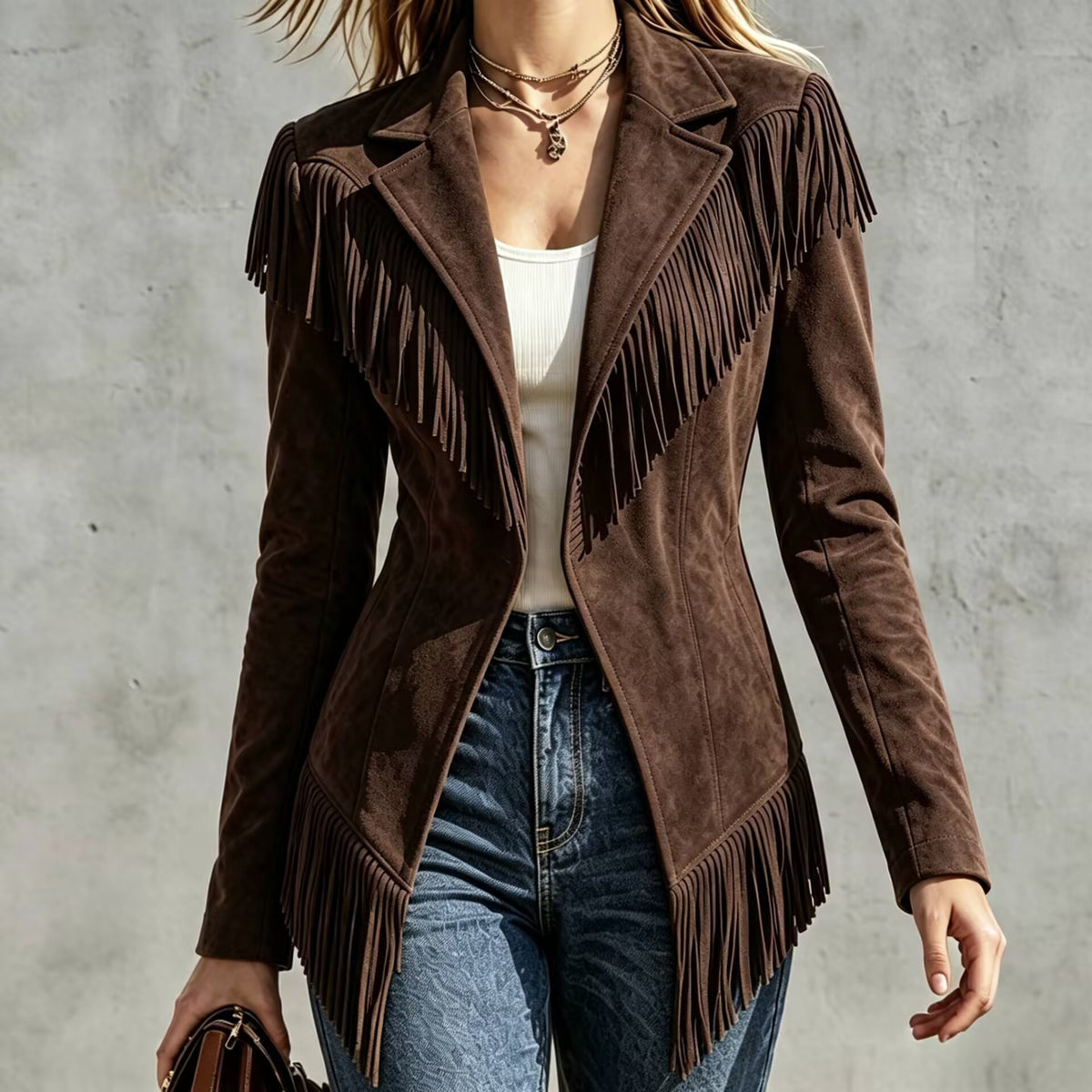 Dakota | Faux Suede Fringe Western Jacket