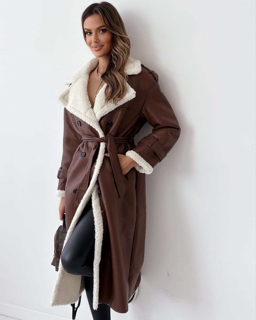 Adeline | Convertible Collar Faux Shearling Coat