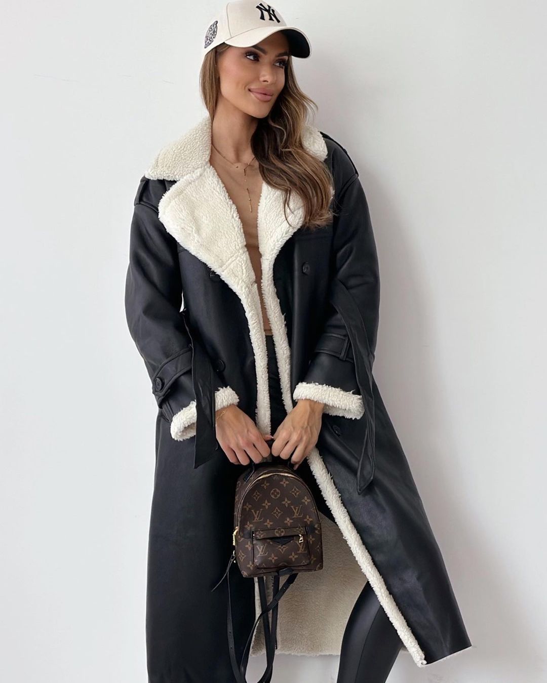 Adeline | Convertible Collar Faux Shearling Coat