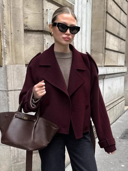 Margaux | Double-Breasted Cropped Wool Blend Jacket