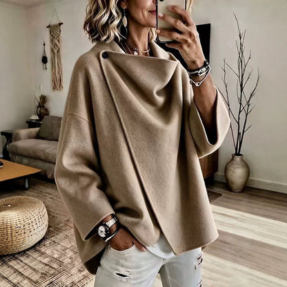 Odette | Asymmetric Lapel Wool-Blend Coat