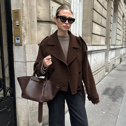 Margaux | Double-Breasted Cropped Wool Blend Jacket
