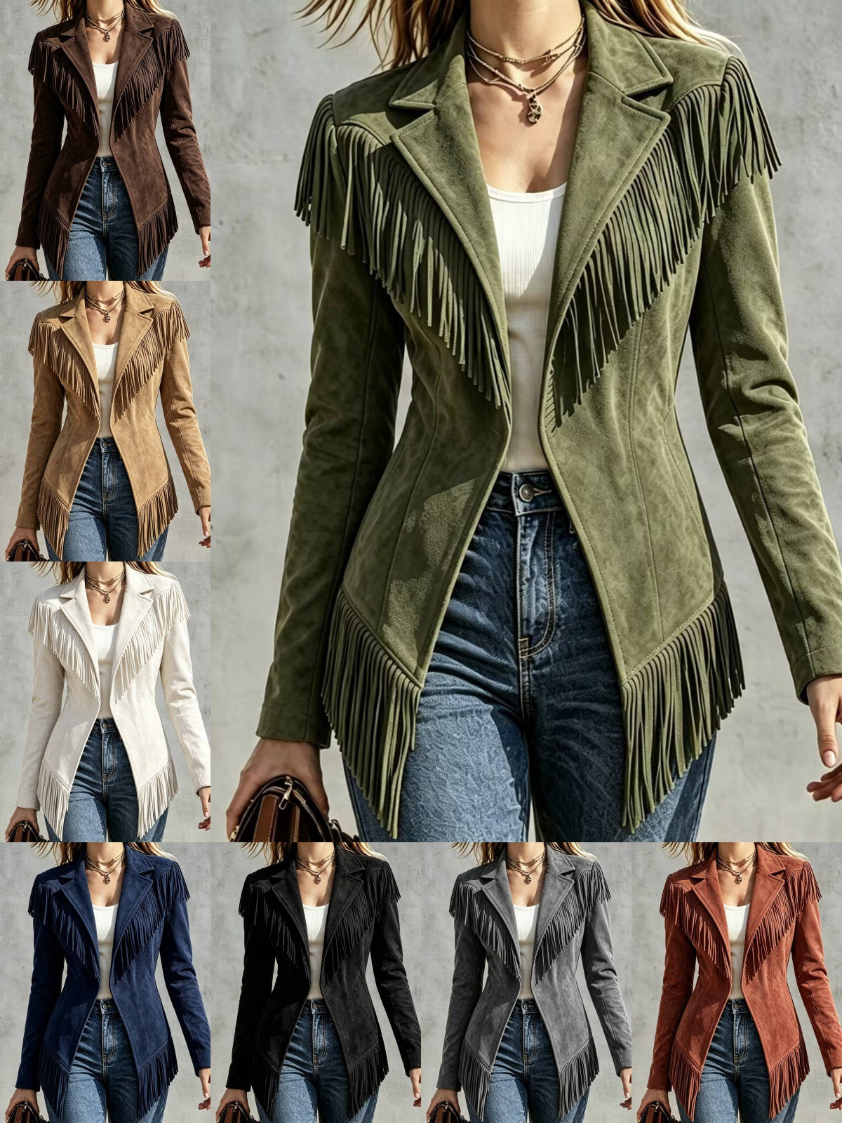 Dakota | Faux Suede Fringe Western Jacket