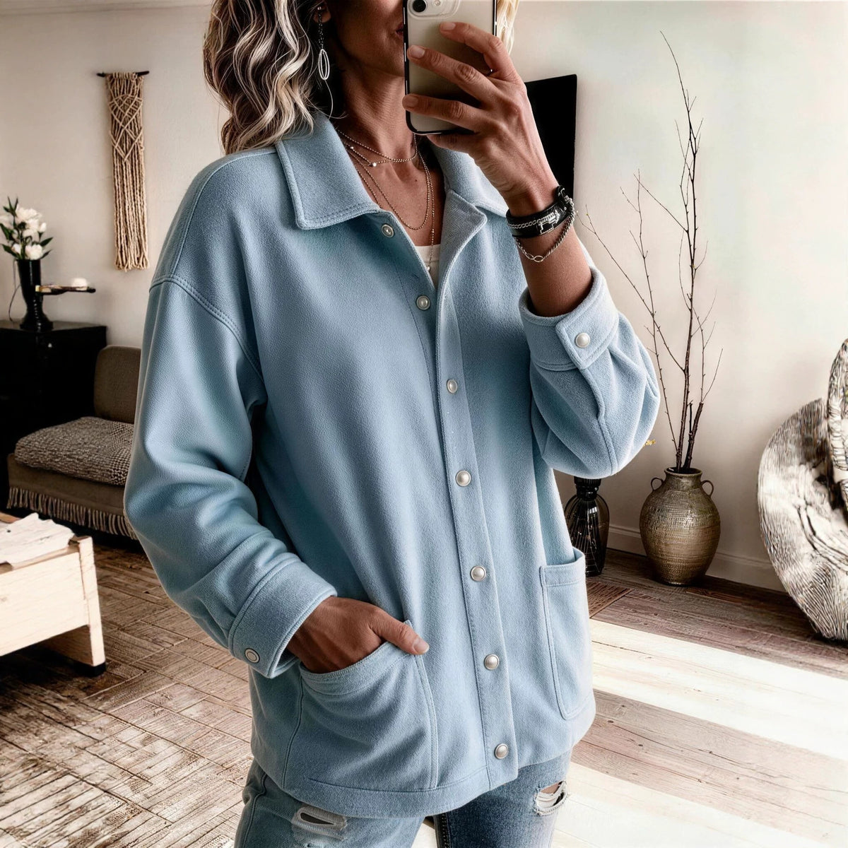 Rowan | Button-Front Sweatshirt Jacket