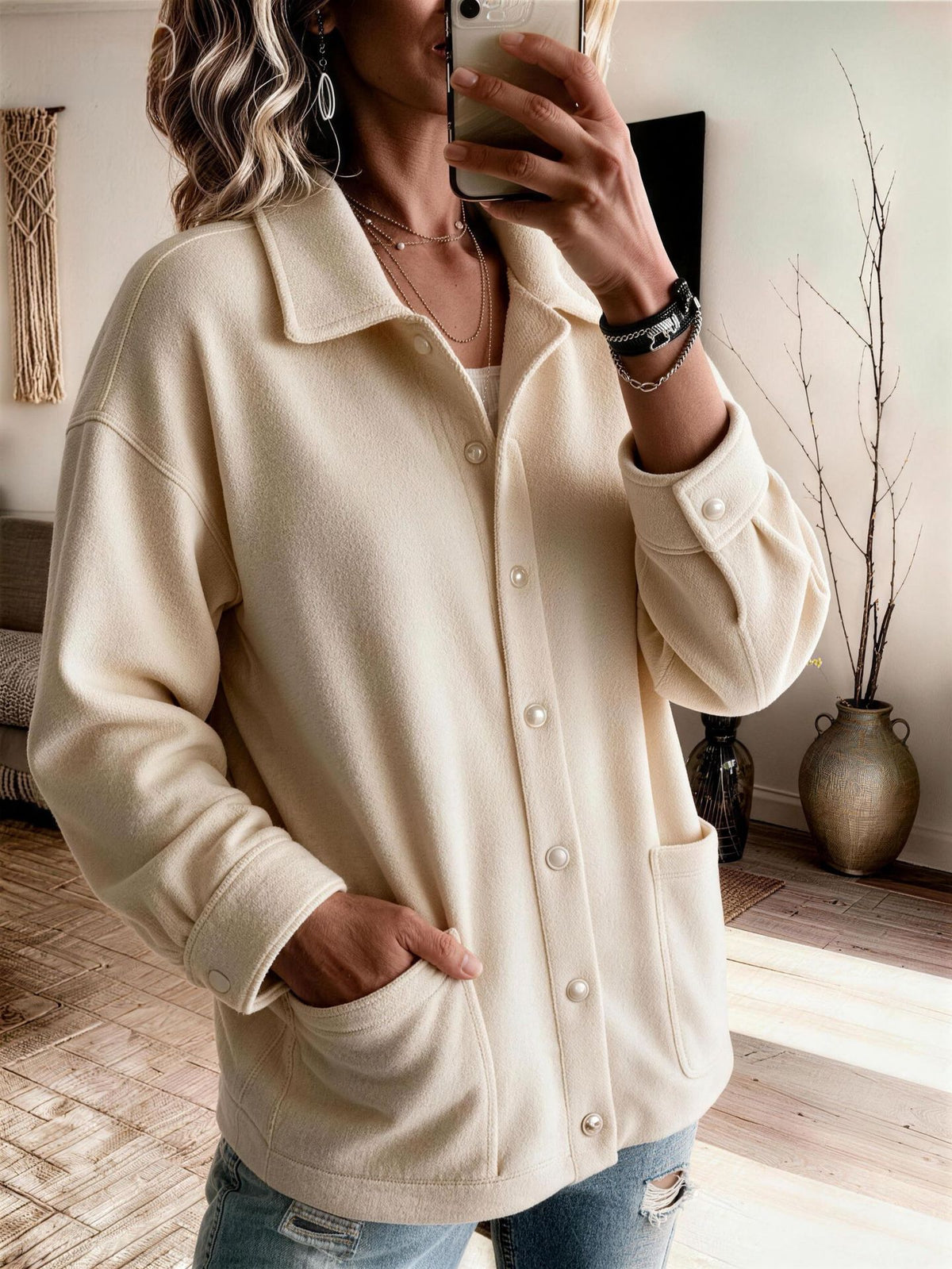 Rowan | Button-Front Sweatshirt Jacket