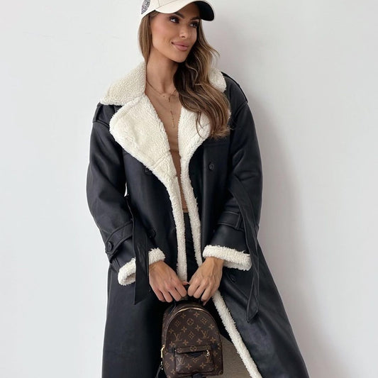 Adeline | Convertible Collar Faux Shearling Coat