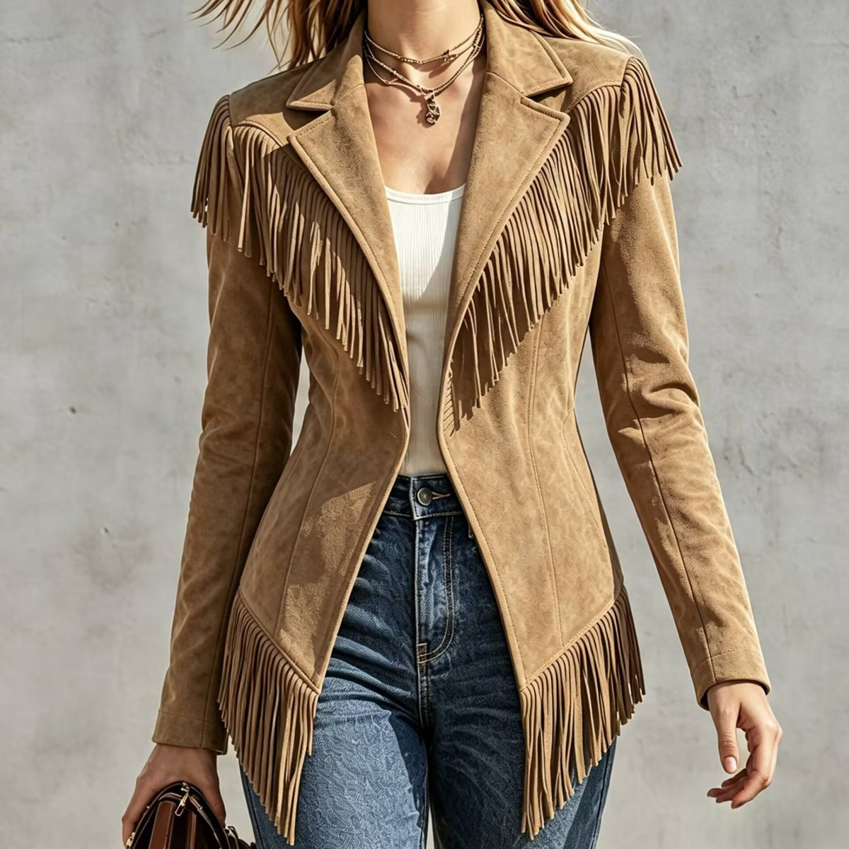 Dakota | Faux Suede Fringe Western Jacket