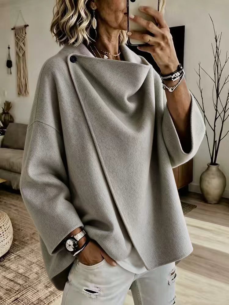 Odette | Asymmetric Lapel Wool-Blend Coat