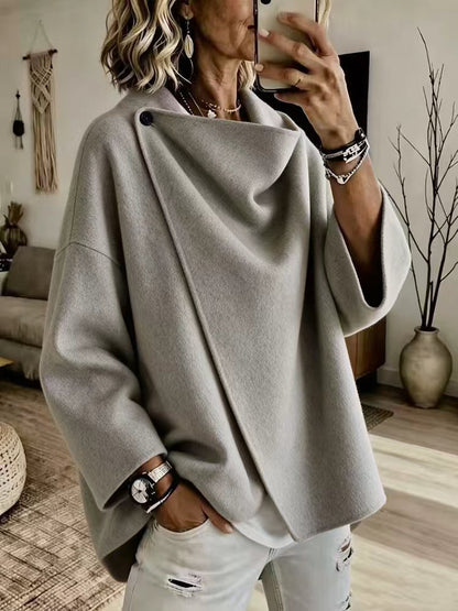 Odette | Asymmetric Lapel Wool-Blend Coat