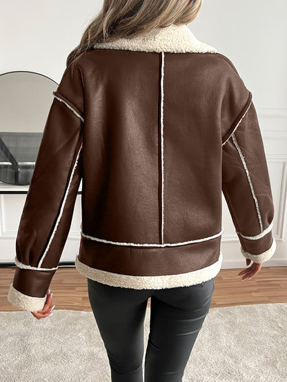 Raven | Faux Shearling Zip Moto Jacket