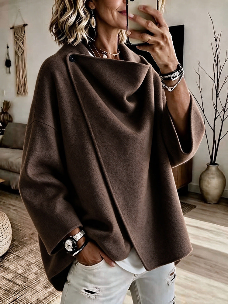 Odette | Asymmetric Lapel Wool-Blend Coat