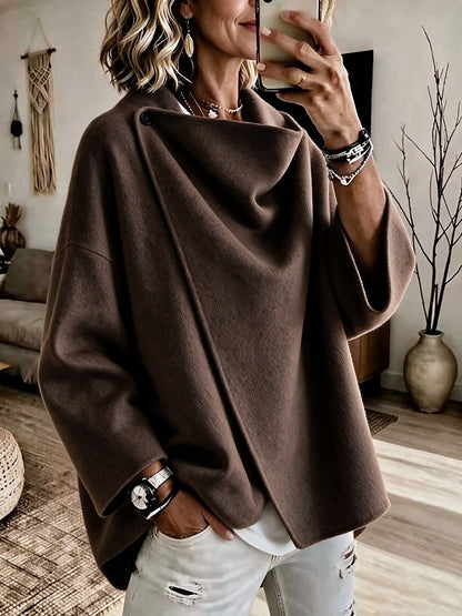 Odette | Asymmetric Lapel Wool-Blend Coat